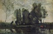 Jean Baptiste Camille  Corot Trees amidst the Marsh oil on canvas